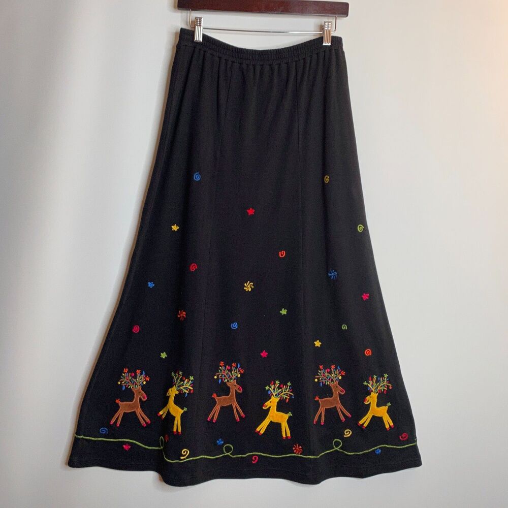 Michael Simon Lite Reindeer Midi Skirt Womens L